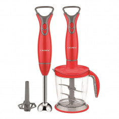 Blender tocator 2in1 Crown GR-2530, 400 W, cutit cu 4 lame, 1.7L, atasament metalic, rosu