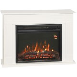 HOMCOM Șemineu Electric cu Flacără &icirc;n 12 Culori, Telecomandă și Timer, 98x23.5x69.5 cm, Alb și Negru | Aosom Romania