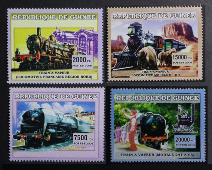 Guinea, 2006, Steam trains, 4v. MNH