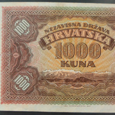 Bancnota istorica 1000 KUNA - CROATIA ocupatie fascista, anul 1941 *cod 648