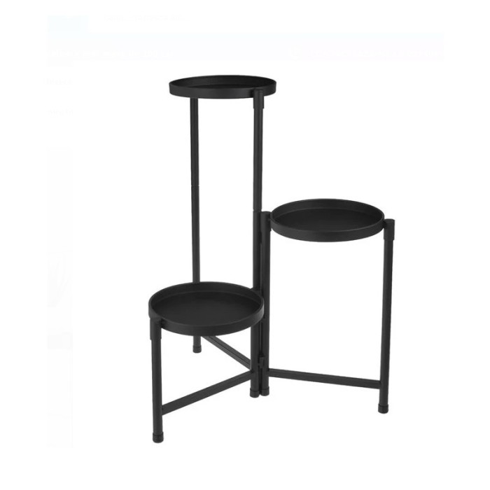 Suport Metalic cu 3 Nivele pentru Ghivece, 42 x 42 x 66 cm, Negru