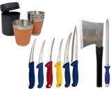 Set cutite profesionale de macelarie, 8 piese , Cadou Set 4 pahare Inox cu Husa