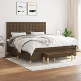 Cumpara ieftin Pat continental cu saltea maro &icirc;nchis 180x200cm material textil