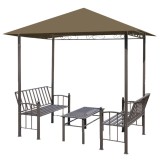 Cumpara ieftin Pavilion gradina masa/banci, gri taupe, 2,5x1,5x2,4 m, 180 g/m&sup2;
