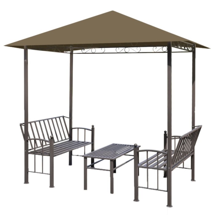 Pavilion gradina masa/banci, gri taupe, 2,5x1,5x2,4 m, 180 g/m&sup2;