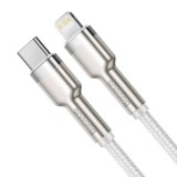 CABLU alimentare si date Baseus Cafule Metal, Fast Charging Data Cable pt. smartphone, USB Type-C la Lightning Iphone PD 20W, braided, 1m, alb &quot;CATLJK