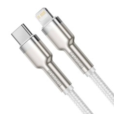 CABLU alimentare si date Baseus Cafule Metal, Fast Charging Data Cable pt. smartphone, USB Type-C la Lightning Iphone PD 20W, braided, 1m, alb &quot;CATLJK