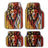 Covorase Auto Universale Lion Power, Design Tribal Rosu-Galben, Material Textil Durabil, Antiderapante, Protectie Noroi si Apa