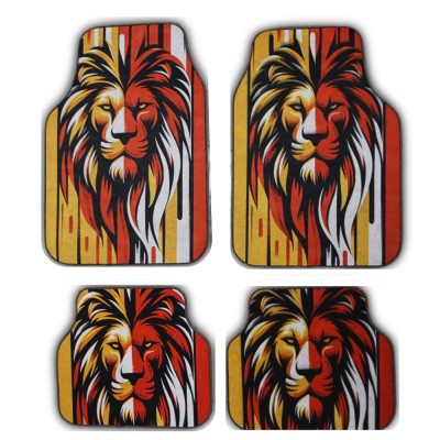 Covorase Auto Universale &amp;ldquo;Lion Power&amp;rdquo; &amp;ndash; Design Tribal Rosu-Galben foto