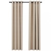 Draperii opace aspect in, cu ocheti, 2 buc., bej, 140 x 225 cm