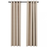Cumpara ieftin Draperii opace aspect in, cu ocheti, 2 buc., bej, 140 x 225 cm