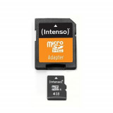 Card memorie Intenso Micro SDHC 4GB Clasa 4 + Adaptor SD