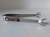 Clește pentru gheață, fabricat din oțel inoxidabil cu m&acirc;ner din lemn, 17cm