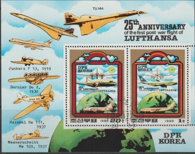 Korea de Nord 1980 , Aviatie , Aniversare Lufthansa foto