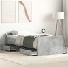 Gossi cadru de pat cu tablie la cap/picioare, gri beton, 75x190 cm