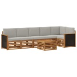 vidaXL Set canapea sectională cu pernă 6 pcs Natural și gri deschis 3384432