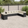 VidaXL Set canapele de grădină cu perne, 10 piese, negru, poliratan
