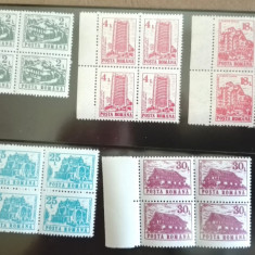 TIMBRE ROMANIA MNH LP1262/1991 HOTELURI SI CABANE (uzuale II ) BLOC DE 4 TIMBRE