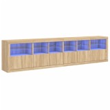 Cumpara ieftin Dulap cu lumini LED, stejar sonoma, 283x37x67 cm