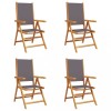 Scaune de gradina rabatabile 4 buc., textil antracit/lemn masiv
