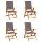 Scaune de gradina rabatabile 4 buc., textil antracit/lemn masiv