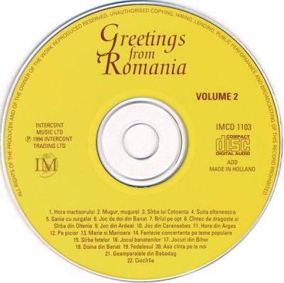 CD Paraschiv Oprea &amp;lrm;&amp;ndash; Greetings From Romania, original, fara coperta foto