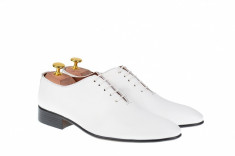 Pantofi barbati lux - eleganti din piele naturala, albi - cod 024ABOX foto