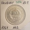 384 Uruguay, Uruguai, 10 Pesos 1961, Sesquicentennial of Revolution Against Spain, KM#43, argint, excelenta, America Centrala si de Sud
