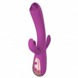 Vibrator Iepuras Leila, Vibrating&amp;Licking, Silicon, USB, Mov, 22 cm, Mokko Toys, Good Vibes