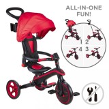 Tricicleta Globber Explorer 4 in 1 pliabila, culoare rosie