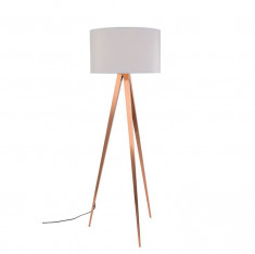 Lampadar cupru si textil alb Tripod Copper White Zuiver 5100054HNDN foto