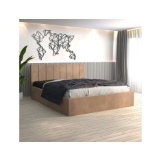 Pat Tapitat Sorin Crem + Saltea Lux Ortopedica 140x200cm