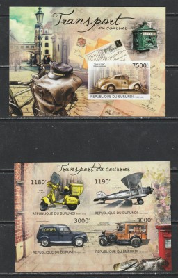 Burundi 2012 - Transport prin Curier S/S 1v + M/S NEDANTELATE 2v MNH foto