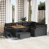 vidaXL Set de canapele pentru grădină 12 pcs Negru Poli Rattan 3365024