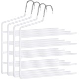 SONGMICS Set de 4 umerase pentru pantaloni, anti-alunecare, capacitate 5 perechi per umeras, 32cm, alb Household NewTrend