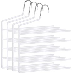 SONGMICS Set de 4 umerase pentru pantaloni, anti-alunecare, capacitate 5 perechi per umeras, 32cm, alb Household NewTrend