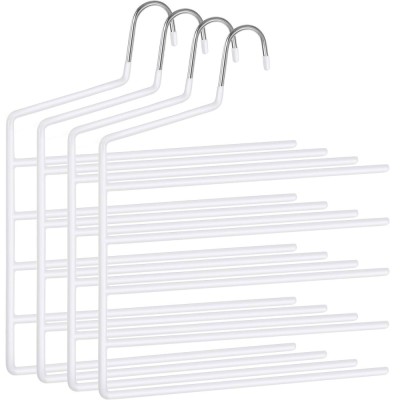 SONGMICS Set de 4 umerase pentru pantaloni, anti-alunecare, capacitate 5 perechi per umeras, 32cm, alb Household NewTrend foto