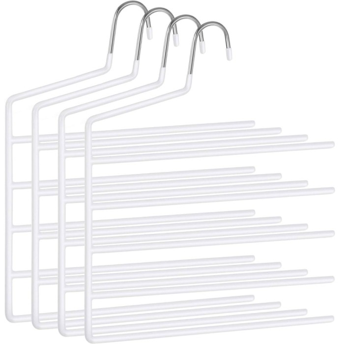 SONGMICS Set de 4 umerase pentru pantaloni, anti-alunecare, capacitate 5 perechi per umeras, 32cm, alb Household NewTrend