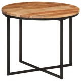 Masuta cafea Gossi 55x55x45 cm lemn masiv acacia si fier, blat lemn, structura metal, maro/negru