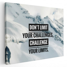 Tablou mesaj motivational despre limite, alb, albastru 1483 Tablou canvas pe panza CU RAMA 50x70 cm