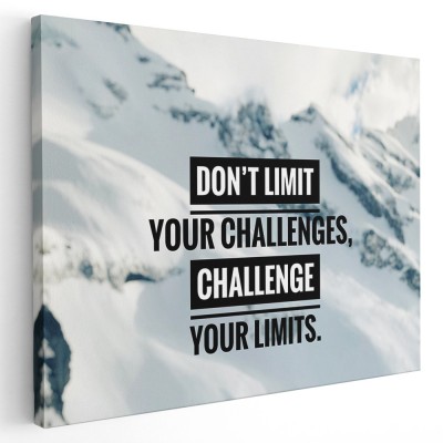 Tablou mesaj motivational despre limite, alb, albastru 1483 Tablou canvas pe panza CU RAMA 50x70 cm foto