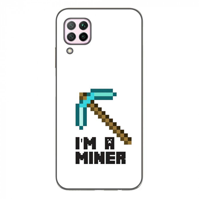 Husa compatibila cu Huawei P40 Lite Silicon Gel Tpu Model Minecraft Miner