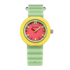 Ceas Copii Sanda 9108 Verde-Galben &ndash; Design Fashion, Analog, Rezistent la Apă 3ATM