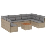 Cumpara ieftin Set canapele de gradina cu perne, 10 piese, bej, poliratan