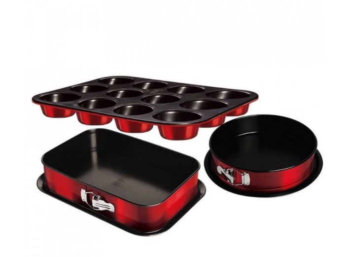 Set 3 tavi pentru cuptor Burgundy Metallic Line BerlingerHaus BH 7635