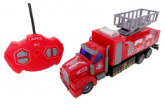 Camion Pompieri Platforma, cu Telecomanda, Lumini si Sunete, 20 cm, Salamandra Kids foto