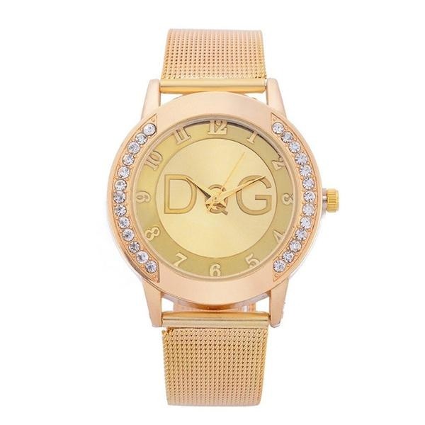 Ceas D&amp;G tip Efb auriu cu bratara din metal cu cristale