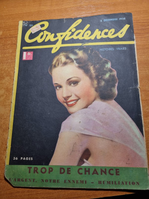 revista confidences(secrete) 2 decembrie 1938-limba franceza,moda,machiaj,retete foto