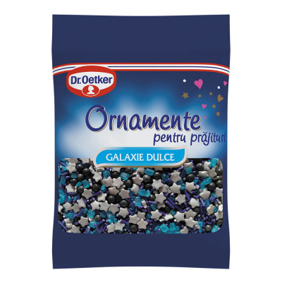 Ornamente Colorate pentru Prajituri DR. OETKER, Zahar, 30 g, Galaxie Dulce, Ornamente de Zahar, Ornamente pentru Deserturi, Stelute de Zahar pentru Pr foto