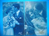 HOPCT 1651 CUPLU-ROMANTICA-FRANTA--LOT 2 CARTI POSTALE VECHI-CIRCULATE, Circulata, Printata
